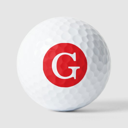 Initiële Letter Monogram Rood Wit Eenvoudig Eenvou Golfballen (Voorkant)