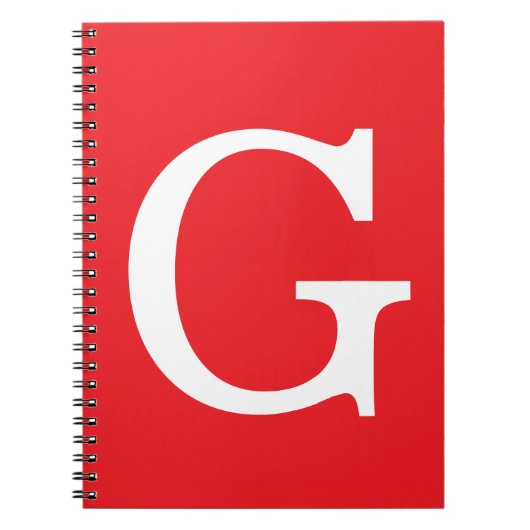 Initiële Letter Monogram Rood Wit Eenvoudig Eenvou Notitieboek (Voorkant)