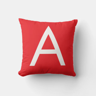 Initiële Letter Monogram Rood Wit Eenvoudig Modern Kussen