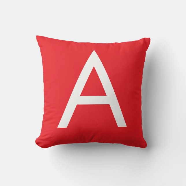 Initiële Letter Monogram Rood Wit Eenvoudig Modern Kussen (Voorkant)