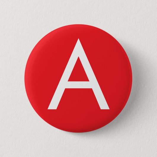 Initiële Letter Monogram Rood Wit Eenvoudig Modern Ronde Button 5,7 Cm (Voorkant)