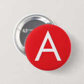 Initiële Letter Monogram Rood Wit Eenvoudig Modern Ronde Button 5,7 Cm (Voorkant /achterkant)