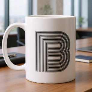 Initiële Letter Monogram Zwart Wit Modern Stijlvol Koffiemok