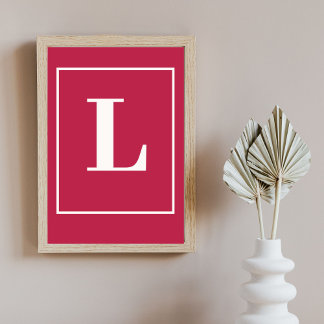 Initiële letter | Roze Monogram Moderne Stijl Poster