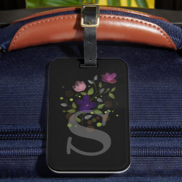 Initiële letter S Plus bloemontwerp bagagerekje Bagagelabel