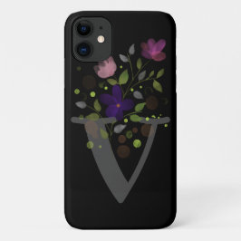 Initiële letter V plus bloemontwerp Case-Mate iPhone Case