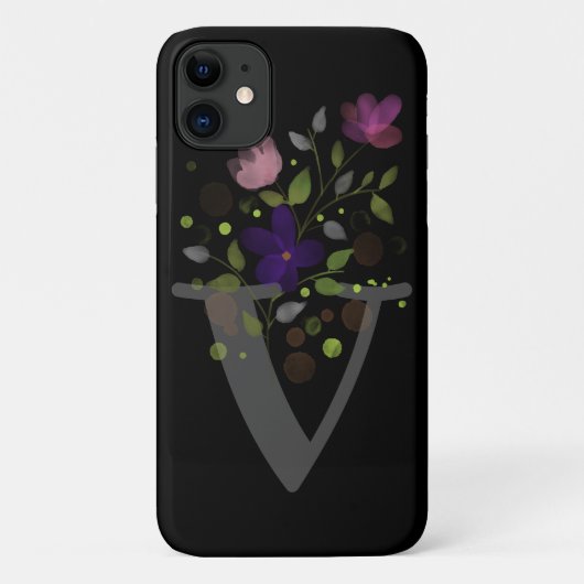 Initiële letter V plus bloemontwerp Case-Mate iPhone Case (Achterkant)