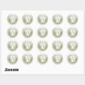 INITIËLE letters Zilveren Monogram Crèmewitte Bloe Ronde Sticker (Vel)
