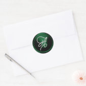 INITIËLE letters Zilveren Script Monogram Smaragdg Ronde Sticker (Envelop)