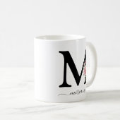 Initiële M Monogram Bloem Roze Rozen Mok (Voorkant rechts)