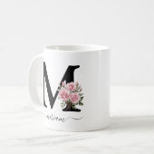 Initiële M Monogram Bloem Roze Rozen Mok (Voorkant links)