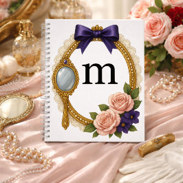 Initiële M Persoonlijk Schrijven Elegante Regency Notitieboek