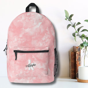 Initiële Monogram Meisjes Waterverf Roze Bedrukte Rugzak