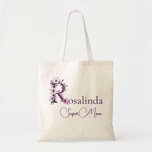 Initiële Monogram + Naam Super Moeder Tote Bag (Voorkant)