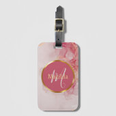 Initiële Monogram Nep Roze Goud Aangepaste Tekst Bagagelabel (Voorkant (verticaal))