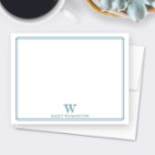 Initiële Monogram Ocean Blauwe Rand Professionele Notitiekaartje