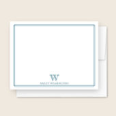 Initiële Monogram Ocean Blauwe Rand Professionele Notitiekaartje