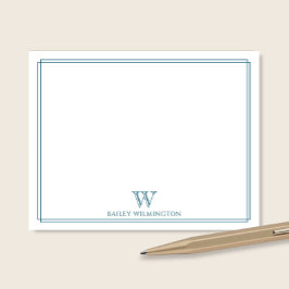 Initiële Monogram Ocean Blauwe Rand Professionele Notitiekaartje
