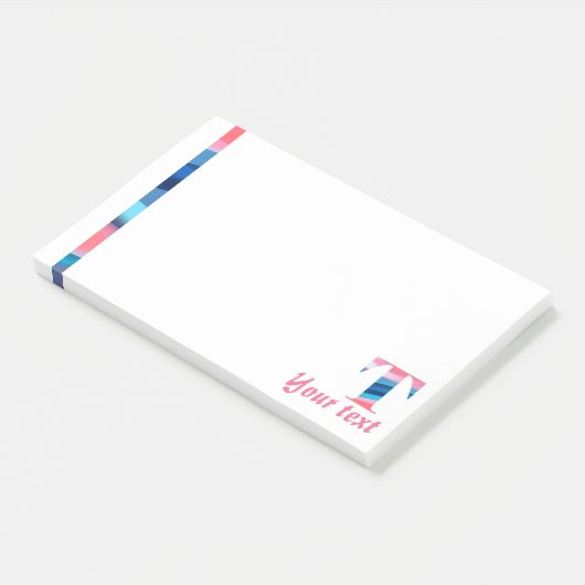 Initiële monogram T koraalblauwe verloopnotities Post-it® Notes (Schuin)