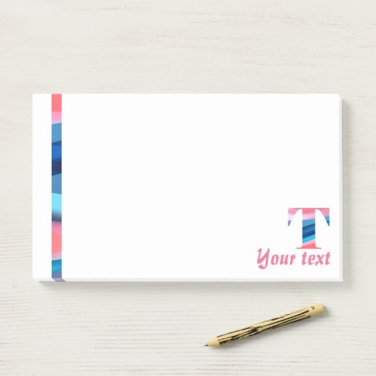 Initiële monogram T koraalblauwe verloopnotities Post-it® Notes (Op bureau)