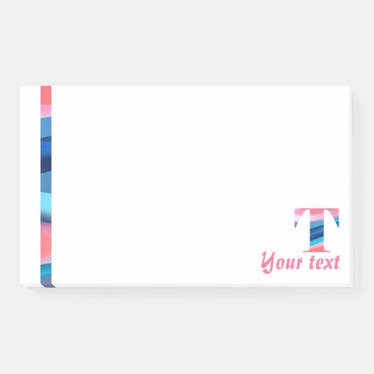 Initiële monogram T koraalblauwe verloopnotities Post-it® Notes (Voorkant)