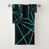 Initiële monogram | Turquoise geometrisch ontwerp Bad Handdoek (Insitu)