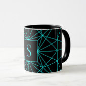 Initiële monogram | Turquoise geometrisch ontwerp Mok (Voorkant rechts)