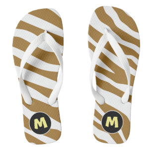 Initiële mooie dierenprint l Bruin en wit Teenslippers