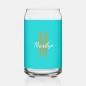 Initiële naam | Donker Turquoise Oranje Drank Blikvorm Glas (Voorkant)