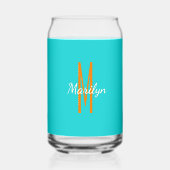 Initiële naam | Donker Turquoise Oranje Drank Blikvorm Glas (Achterkant)