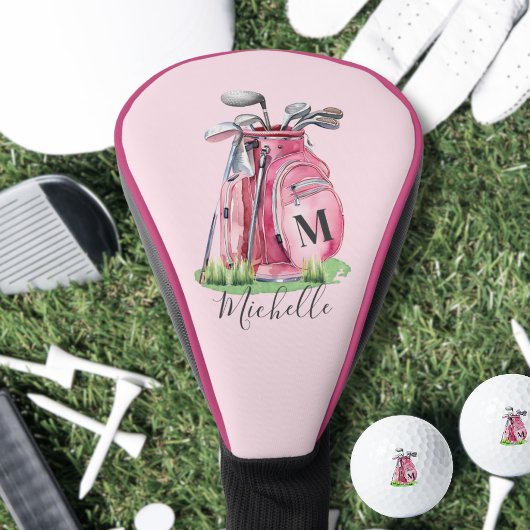 Initiële naam Girly Roze Monogram Golfheadcover