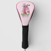 Initiële naam Girly Roze Monogram Golfheadcover (Voorkant)