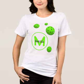Initiële naam groene pickleball-paddle sport Tri-Blend shirt