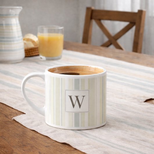 Initiële Neutrale Stofblauwe Streep Rustieke Boerd Espresso Kop