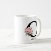Initiële O Monogram Bloem Roze Rozen Mok (Voorkant rechts)