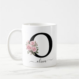 Initiële O Monogram Bloem Roze Rozen Mok