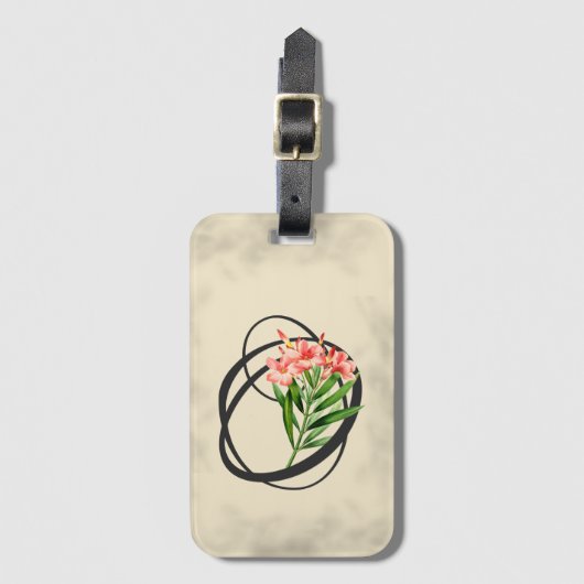 Initiële O, Vintage Oleander Bagagelabel (Voorkant (verticaal))