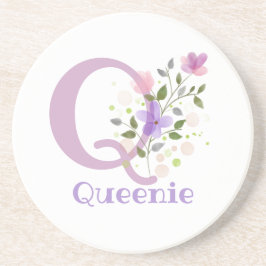 Initiële plus naam- en bloemendesign zandsteen onderzetter