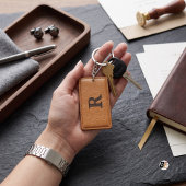 Initiële R-monogram namaak leer Sleutelhanger