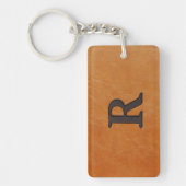 Initiële R-monogram namaak leer Sleutelhanger (Voorkant)