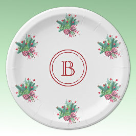 Initiële, Rode & Groene Kerstboeket Papieren Bordje