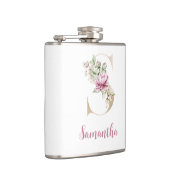 Initiële S, Gouden Letter S, Monogram S, Roze Bloe Heupfles (Rechts)