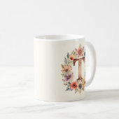 Initiële T Flower boho bloemenmok Koffiemok (Voorkant rechts)