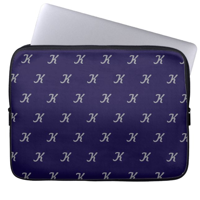 Initiële tablet hoes (marineblauw & zilver) (Voorkant)
