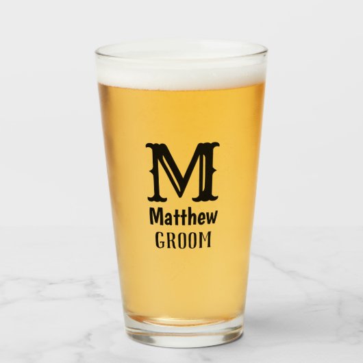 Initiële typografie moderne monogram bruidegom glas (Voorkant gevuld)