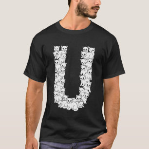 Initiële U Hoofdletter Grappige Kattenliefhebber K T-shirt