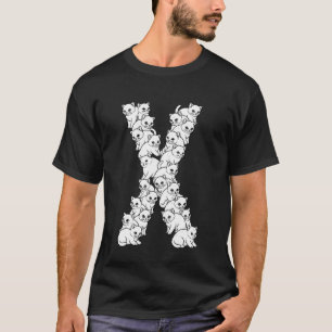 Initiële X Hoofdletter Grappige Kattenliefhebber K T-shirt