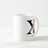 Initiële x Monogram Bloem Roze Rozen Mok (Voorkant rechts)