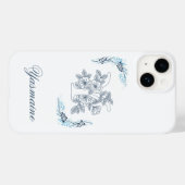 Initiële "Y" Blauwe Monogram Rustige Bloem Case-Mate iPhone Case (Achterkant (horizontaal))