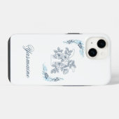 Initiële "Y" Blauwe Monogram Rustige Bloem iPhone Hoesje (Achterkant horizontaal)